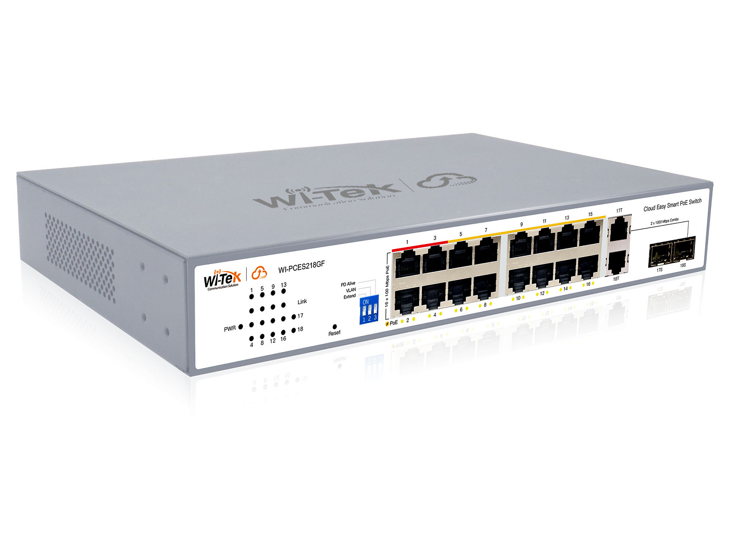 WI-TEK WI-PCES218GF, настраиваемый коммутатор