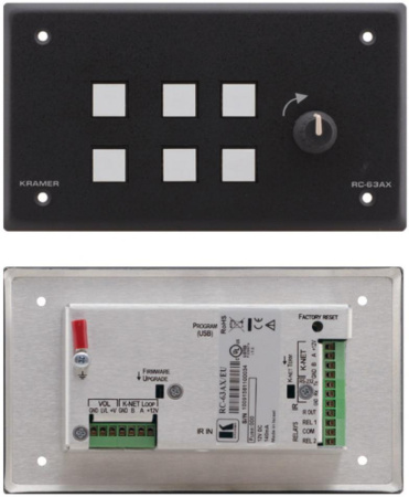 Kramer RC-63AX/EU(W)-86 Панель управления универсальная с 6 кнопками и аналоговым регулятором громкости