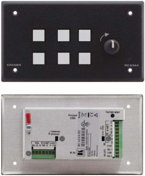 Kramer RC-63AX/EU(W)-86 Панель управления универсальная с 6 кнопками и аналоговым регулятором громкости