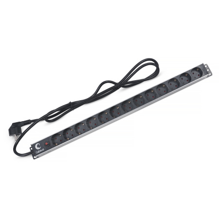 Cabeus, PDU-13P-F-2EU, блок евророзеток для 19" шкафов, 13 розеток, фильтр, 16 A, без выключателя, шнур 2м, алюминиевый корпус, немецкий стандарт Cabeus, PDU-13P-F-2EU, блок евророзеток для 19" шкафов, 13 розеток, фильтр, 16 A, без выключателя, шнур 2м, алюминиевый корпус, немецкий стандарт