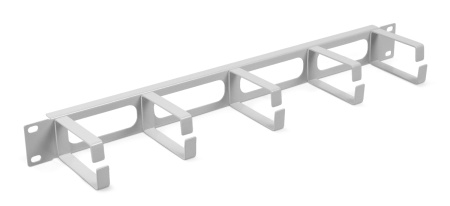 Cabeus, JB08-1U-GY, кабельный органайзер горизонтальный 19" 1U, 5 колец, металлический, цвет серый (RAL7035)