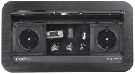 Neets EasyConnect 2 х Power, EU – Врезной настольный лючок с двумя евророзетками