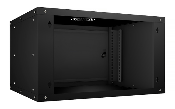 Cabeus, WSC-05D-6U55/45m-BK, шкаф телекоммуникационный настенный 19" 6U, серия LIGHT разборный, дверь металл, цвет черный