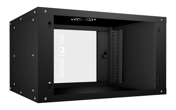 Cabeus, WSC-05D-6U55/45-BK, шкаф телекоммуникационный настенный 19" 6U, серия LIGHT разборный, дверь стекло, цвет черный