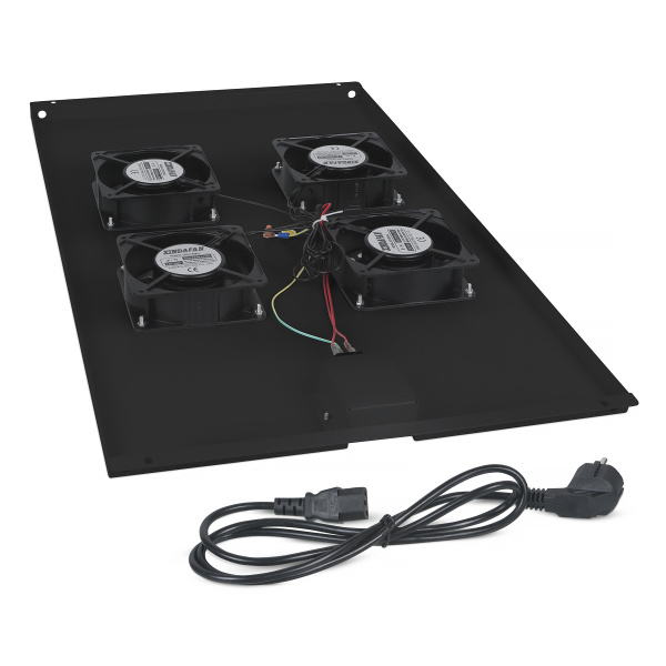 Cabeus, TRAY-100-BK, модуль вентиляторный с 4-я вентиляторами для установки в напольные шкафы серии SH-05C , ND-05C глубиной 1000мм, цвет черный (RAL 9004) Cabeus, TRAY-100-BK, модуль вентиляторный с 4-я вентиляторами для установки в напольные шкафы серии SH-05C , ND-05C глубиной 1000мм, цвет черный (RAL 9004)