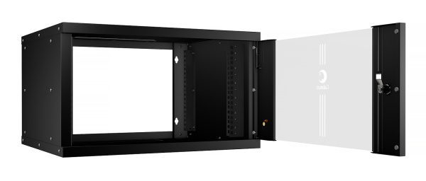Cabeus, WSC-05D-6U55/45-BK, шкаф телекоммуникационный настенный 19" 6U, серия LIGHT разборный, дверь стекло, цвет черный