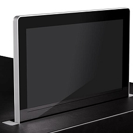Вручную наклоняемый 17,3" широкоформатный монитор в корпусе из алюминия с анодированной отделкой. Экран защищен антибликовым стеклом с элегантной черной окантовкой. DVI-I и DVI-D HDCP