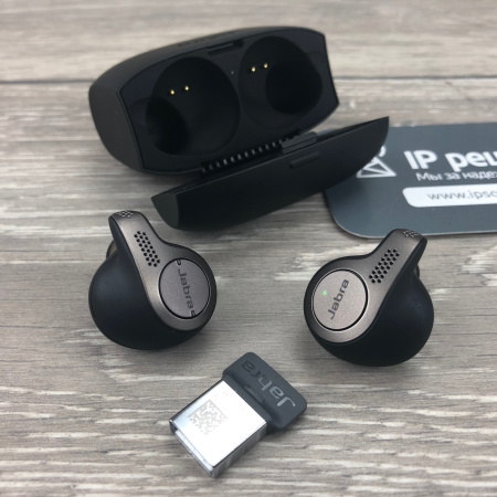 Jabra Evolve 65t MS Titanium Black, беспроводные Bluetooth наушники с адаптером Link 370  Jabra Evolve 65t MS Titanium Black, беспроводные Bluetooth наушники с адаптером Link 370