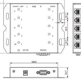 Qbic AC-210.Ex, хаб RS-232 для подключения 10 сенсоров/индикаторов занятости помещения