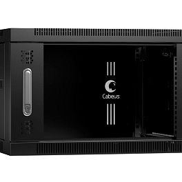 Cabeus, SH-05F-6U60/35-BK, шкаф телекоммуникационный настенный 19" 6U 600x350x368mm (ШхГхВ) дверь стекло, цвет черный (RAL 9004)