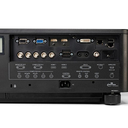 Одночиповый DLP-проектор 8500 лм (без объектива), WXGA 1280 x 800, 16:10, две лампы, 2500:1. Разъемы: HDMI x 2 (HDCP совместимость), DVI-D x 1, HDBaseT x 1. Вес 16,6кг. Черного цвета